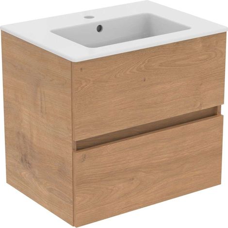 Ideal Standard Eurovit - Meuble avec lavabo, 55x60x44 cm, 2 tiroirs, chêne naturel R0572Y8 (1/2)