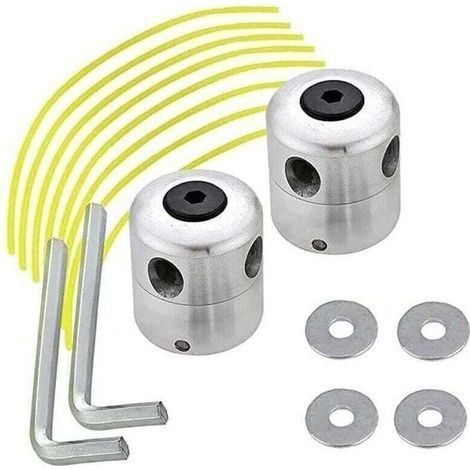 pair Lot de 2 Têtes de Débroussailleuse Universelles Aluminium Double Bobine Nylon pour Tondeuse à Gazon Jardin (1/4)