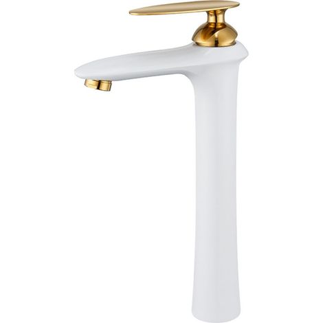 Un robinet de lavabo monotrou au design artistique, avec un corps en laiton, un style de salle de bain moderne et une palette de couleurs platine. (1/4)