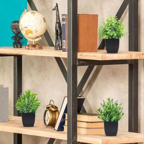 Piante artificiali, piccole piante artificiali nere, accessori per il bagno, per la casa, l'ufficio e la decorazione d'interni. (1/4)