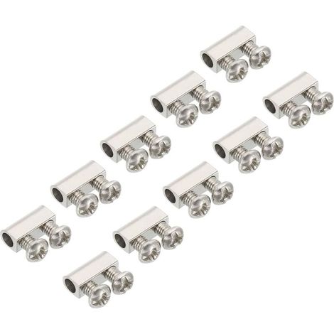 10x4x5mm Wire Rope Clips, 10Pcs Steel Cable Clamps 3mm Double Holes Wire Lock Rope Fittings Clip with M3x0.5 Screw for Cable