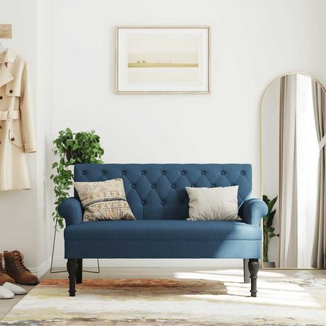 vidaXL Banc avec dossier bleu 120x62x75,5 cm tissu (1/5)