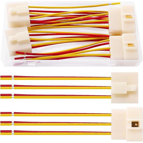 2 Paires 6.3mm 6 Broches Automobile Connecteur, Connecteur de Électrique Mâle et Femelle avec Câble 100 mm 18 AWG, pour Moto, Vélo, Voiture, Bateau