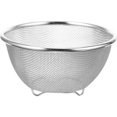 Abtropfkorb aus Edelstahl, Obstkorb, feinmaschiger Gemüsekorb, Filterkorb – 14,20 x 14,20 x 8,50 cm – Silber (1/3)
