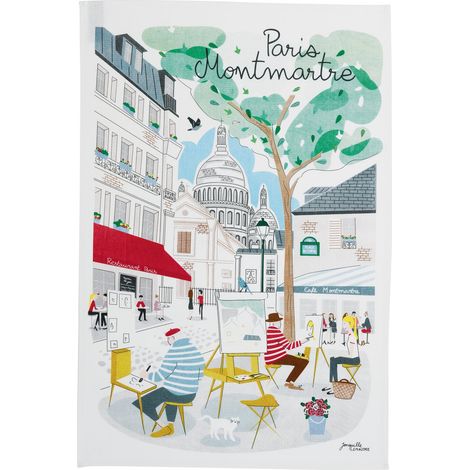 Torchon de Cuisine Essuie-Mains en Coton Absorbant Motif Paris Écru 48 x 72 cm - PANGIVO