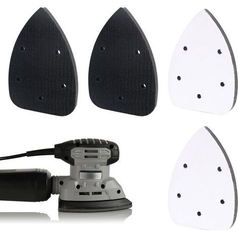 Lot de 4 patins de ponçage en mousse auto-agrippante avec 5 trous, pour bois, métal, finition de meubles (1/5)