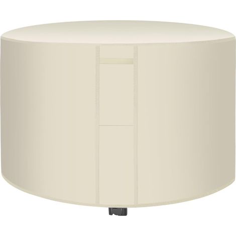 Housse de table ronde de patio,Housse robuste pour table et chaises de salle à manger rondes d'extérieur (Beige, 180 x 90 cm) (1/5)