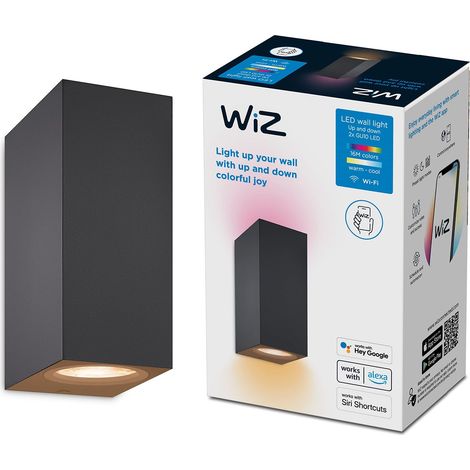 WiZ Lampada da Parete Smart Up and Down, 2 Punti Luce, Luce Bianca e Colorata, 2x5W, Wi-Fi, , Nero, Tecnologia SpaceSense, Controllo Vocale (Alexa, Apple HomeKit, Google Home) (1/4)