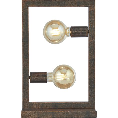 Lampada Da Scrivania Contemporanea Oblungo Acciaio Marrone 2 Luci E27 (1/5)