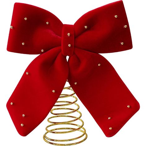 Bowknot - Arbre De Noël Sommet Décoratif En Métal Et Tissu - Pour Intérieur Café Événements Festifs - 25 x 8 x 30 cm - 1 Pièce (1/5)