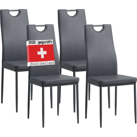 Albatros Esszimmerstühle SALERNO 4er Set, Grau - Edles Italienisches Design, Polsterstuhl Kunstleder-Bezug, Modern und Stilvoll am Esstisch - Küchenstuhl, Stuhl Esszimmer hohe Belastbarkeit (1/5)