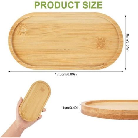 2 Pièces Plateaux Ovales Plateau en Bambou, Petit Plateau Decoratif Assiette Bambou de Stockage Service Bois pour Nourriture, (1/4)