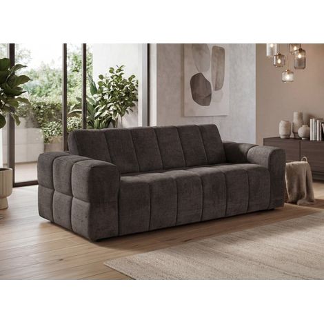Canapé convertible express 3 places en velours texturé marron