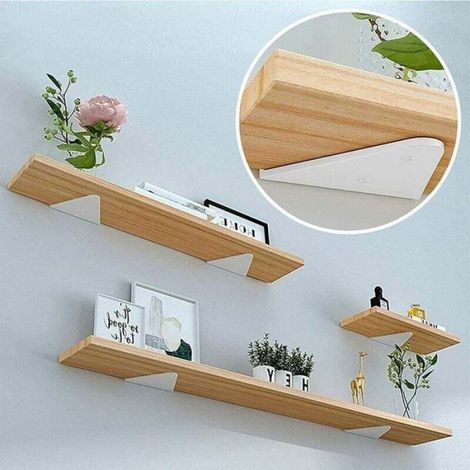 Pièces Supports Equerre Etagere,Equerre Etagere Flottantes,Supports Etagere Dissimulé Invisible,Support Etageres Murales Triangle, P (1/4)