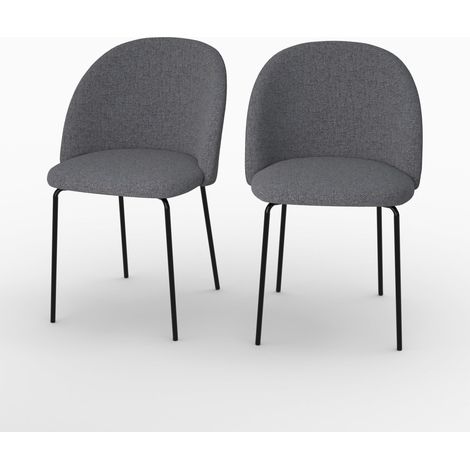 Lot de 2 chaises en tissu chiné gris foncé - KARL (1/5)