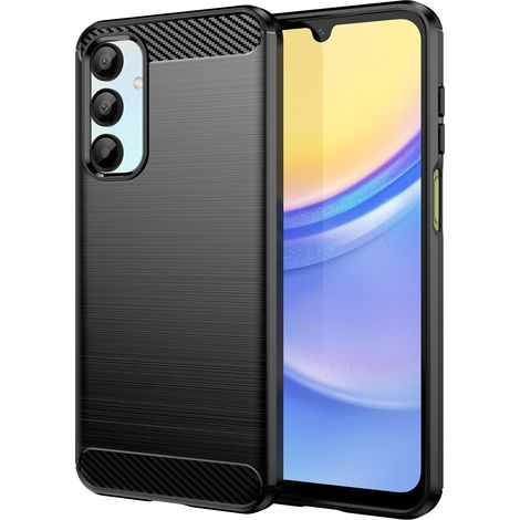 Coque pour Samsung Galaxy A16 5G, Housse Premium TPU Souple Texture Fibre de Carbone Etui Protection Téléphone Antichoc, Anti-Rayures, Anti-Dérapante, Silicone Case Bumper Galaxy A16 5G, Noir (1/5)