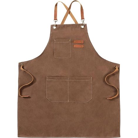Grembiuli in tela, grembiuli da lavoro per uomo e donna, grembiuli da chef con cinturino regolabile e 3 tasche, grembiule per camerieri, cucina, cucina, artista, pittura, incrociato sulla schiena