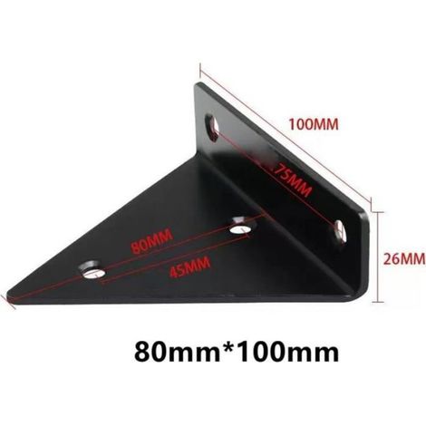4pcs Supports muraux - fer robuste angle droit invisible - Fixation étagères - 80 x 100 mm noir (1/5)