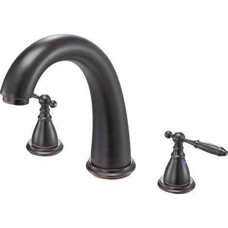 VEVOR römische Badewannenarmatur Wannenarmaturen-Set mit 2 Griffen, Badewannenhahn aus Edelstahl mit hohem Bogenauslauf für die Deckmontage zum Baden von Erwachsen Bronzefarbe (1/5)