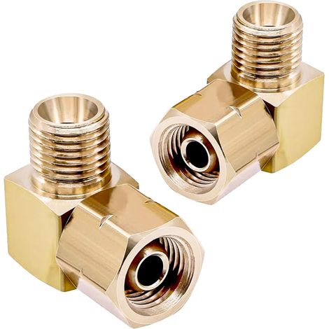 Lot de 2 raccords d'angle de gaz 1/4 gauche 90° en laiton - Adaptateur de gaz pour camping, tuyau de gaz, camping-car, caravane (1/5)