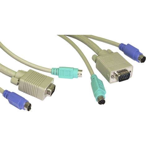 Cordon KVM, KVM mâle, PS2 mâle vers KVM mâle, PS2 mâle, longueur 300mm ( Prix pour 1 )