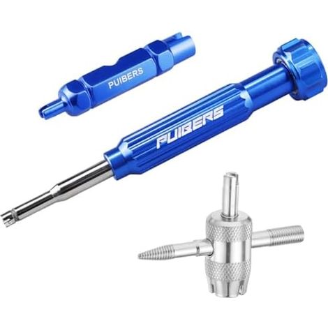 Kit d'outils de réparation professionnel tige valve pneu avec 2 extracteurs étendus (5,5 cm et 10,2 cm) + outil à double tête – Service Schrader pour pneus voiture/camion - (1/5)