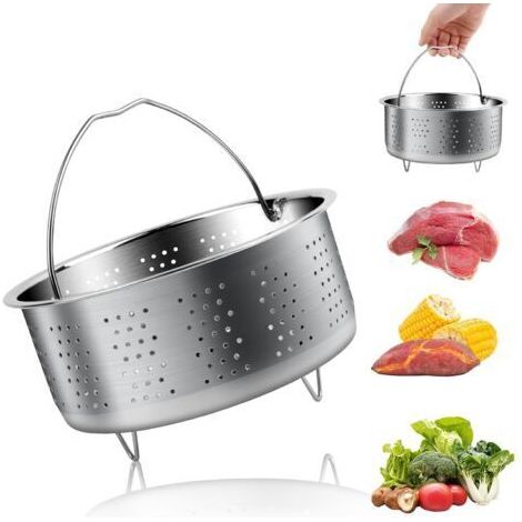 Cesta de vapor de 17,5 cm, cesta de vapor de acero inoxidable 304, cesta para olla a presión, inserto de vapor con asa, cesta de vapor para olla a presión para cocinar verduras (1/5)