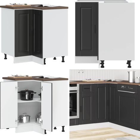 vidaXL Küchen-Eckunterschrank Porto Schwarz Holzwerkstoff (1/5)