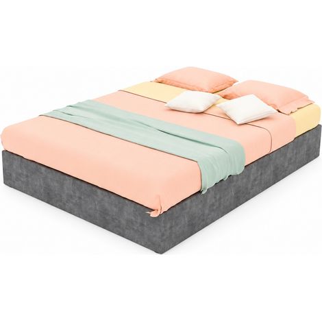 Struttura letto 140x200 cm grigia in velluto con pistoni, senza testiera - CHICFURN (1/5)