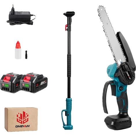 Scie à ébrancher électrique, moteur sans balais de 5500W, perche télescopique, 2 Ensemble de Batteries (1/2)