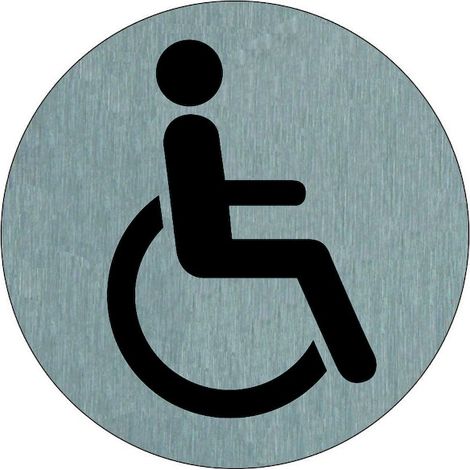Plaque de porte Toilettes Handicapés - Aluminium brosse Ø75mm - 4383040 (1/2)