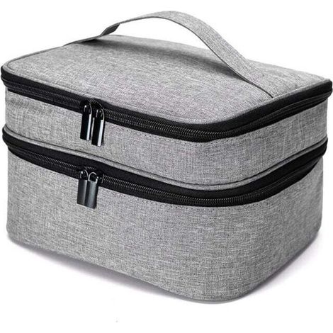 Nähbeutel aus Nylon, 25 x 22 x 15,5 cm – 8,5 l – 4 herausnehmbare Trennwände – Zwei-Wege-Reißverschluss – Verstärkter Tragegriff