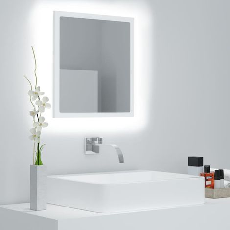 Miroir à LED de bain-Miroir avec LED salle de bain Blanc 40x8,5x37 cm Acrylique 287883 (1/5)