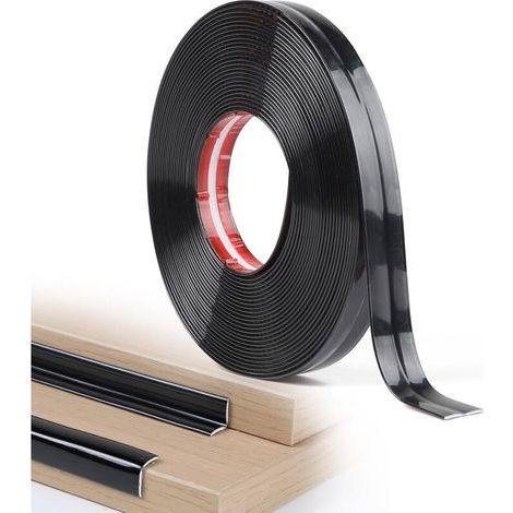 2cm x 10m Adhesive Decorative Flexible Wall Molding, Corner Molding for Doors, Windows, Baseboards, Ceilings, Cabinets, Table Edge Protection, Glossy Black (1/5)