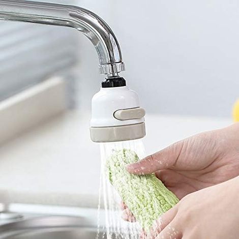 Tête De Robinet De Cuisine Mobile 360 Degrés- Aérateur Barboteur -Economie D'Eau -Embout De Filtre De Buse Bain- 3 Modes Réglable Douche Tête Filtre Pulvérisateur Pour Cuisine Salle De Bain (Blanc) (1/4)