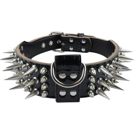 Collier pour chien en cuir clouté avec laisse, rivets en cuir PU pour chien Pit Bull - Collier pour chat en cuir durable avec clous à pointes pour races de petite, moyenne et grande taille