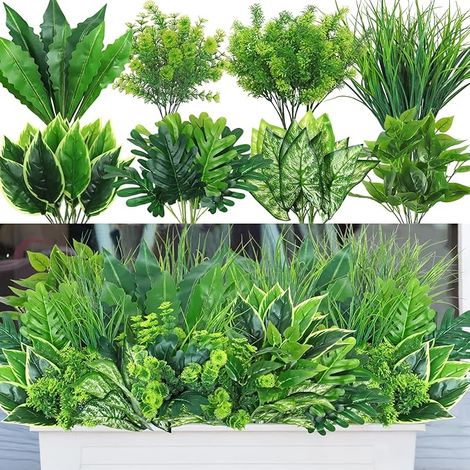Plante Artificielle Exterieur Arbustes Verts Artificiels Herbes Extérieur Décorative pour Porche Terrasse Jardin Fenêtre (1/5)