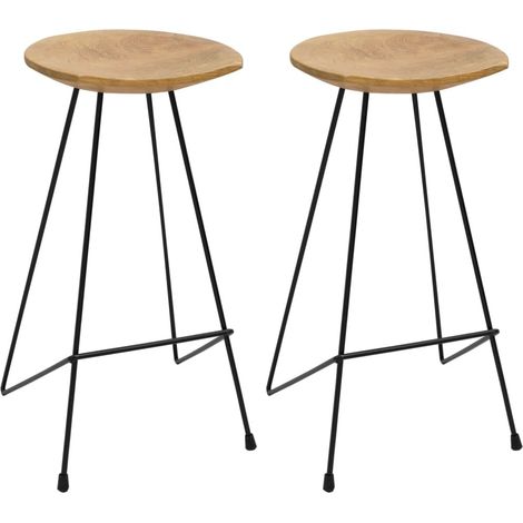 Tabourets de bar 2 pcs Bois de teck massif (1/5)
