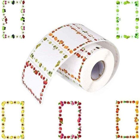 Lot de 500 étiquettes autocollantes fruits 50 x 30 mm – Confiture et congélateur – 5 motifs décoratifs pour bocaux (1/5)