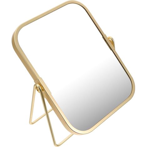 Miroir de Maquillage Style Moderne en Métal Doré Double Face avec Pivot à 360 Degrés, Miroir de Table Résistant pour Coiffeuse et Chambre à Coucher (1/5)