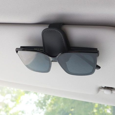 Soporte magnético para gafas de sol de piel negra para la visera del coche (1/5)