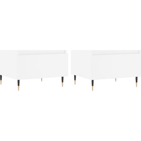Set di 2 tavolini da caffè con cassetto 50 x 46 x 35 cm in legno ingegnerizzato bianco e metallo DEC040307