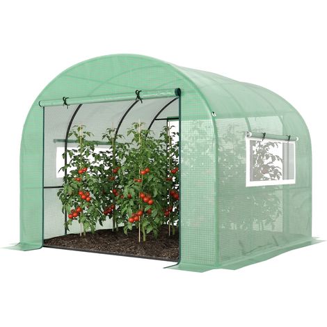Outsunny Serra da Giardino a Tunnel 3x3x2 m in Acciaio e PE Anti UV Verde