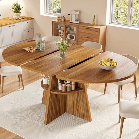 Mesa de comedor extensible 110x110x76 cm MDF marrón oscuro con almacenaje - MEUBLIV (1/5)