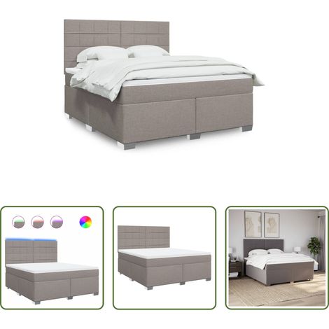 vidaXL LED-Beleuchtung - Boxspringbett mit Matratze Taupe 180x200 cm Stoff (1/5)