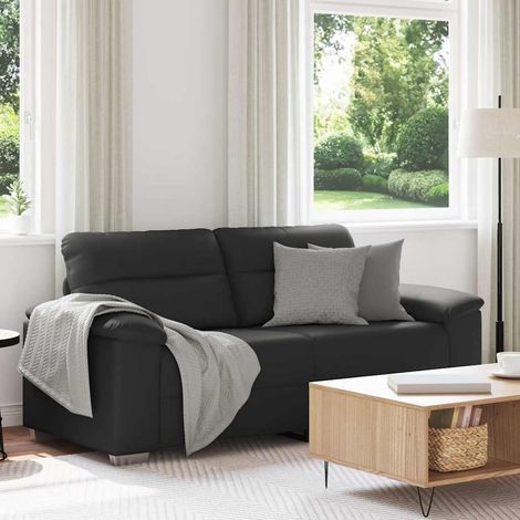 vidaXL Sofá de 2 plazas de piel sintética negro de 180x81x84 cm (1/5)