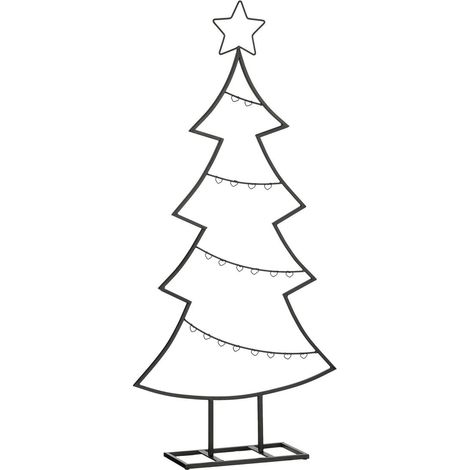 Sapin de Noël décoratif en métal noir à 3 niveaux pour suspensions 50 x 15 x 105 cm - PANGIVO (1/3)