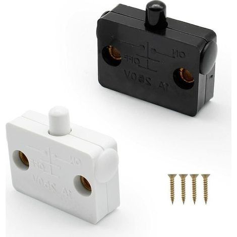 2 Pièce Commutateur d'armoire Encastrer de Interrupteur Automatique pour Placards avec 4 étuis de Protection et 4 Vis(Noir + Blanc)