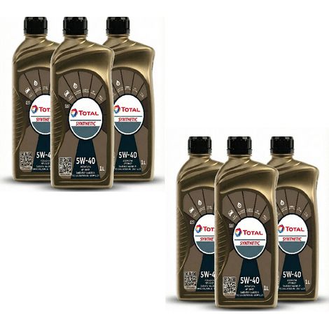 Kit 6 Litri Olio Motore Total Synthetic 5W-40 Lubrificante Auto Sintetico Benzina Diesel GPL Metano Universale Alte Prestazioni  Multigrado Alta Protezione