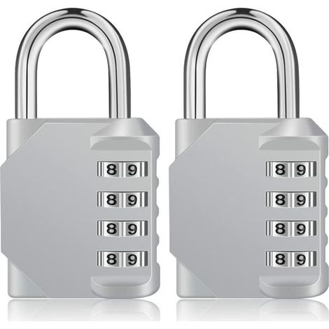 Cadenas à combinaison pour armoire à 4 chiffres, idéal pour le sport, l'école, l'université ou une serre (2 pièces, noir).